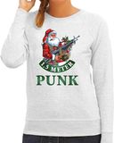 Bellatio Decorations Foute Kerst sweater / kersttrui 1,5 meter punk grijs voor dames - Kerstkleding / Christmas outfit M