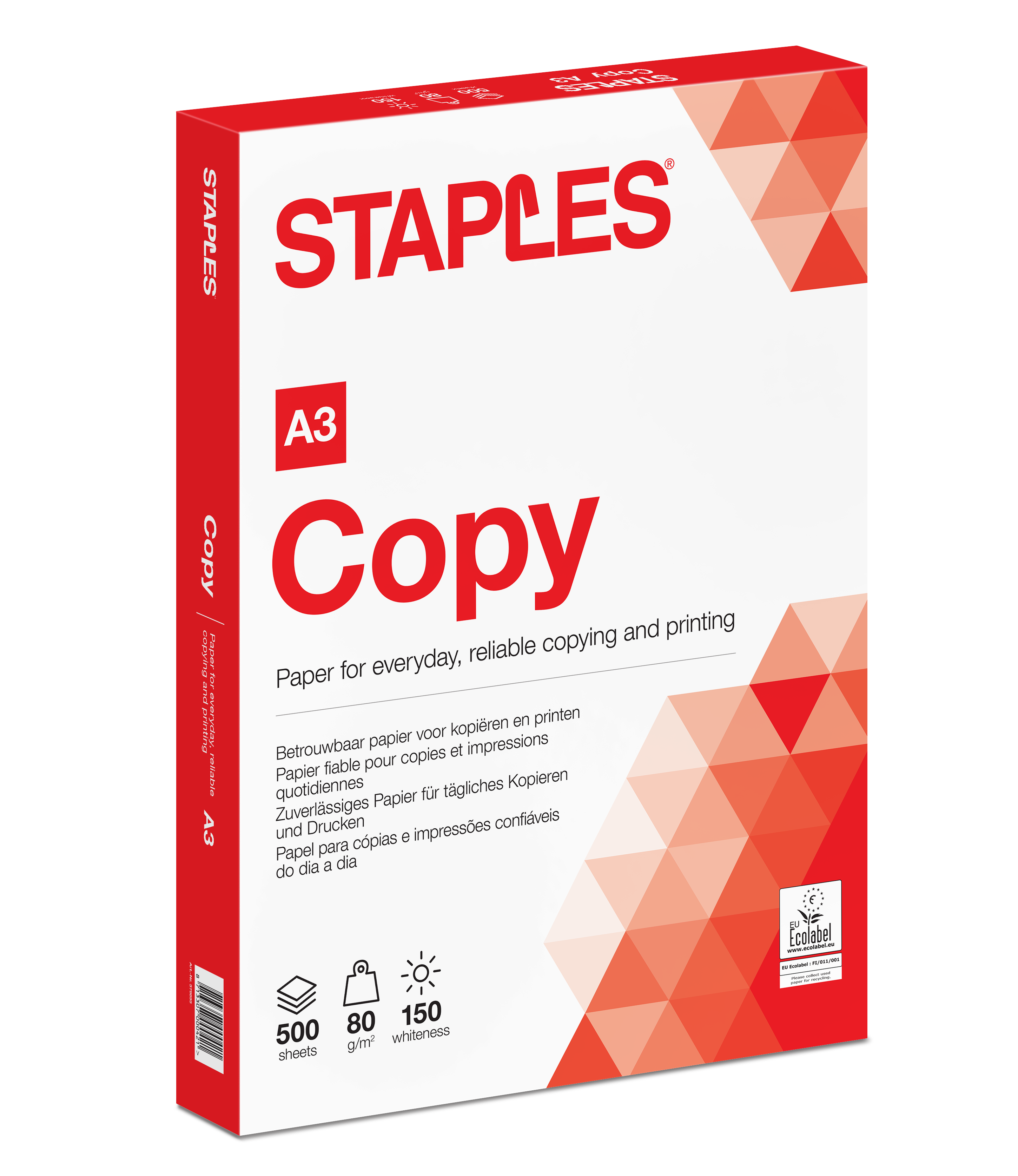 Staples Copy Papier A3 80 g/m² Wit - 500 vel