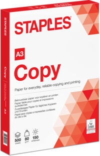 Staples Staples Copy Papier A3 80 g/m² Wit (1 pak x 500 vellen)