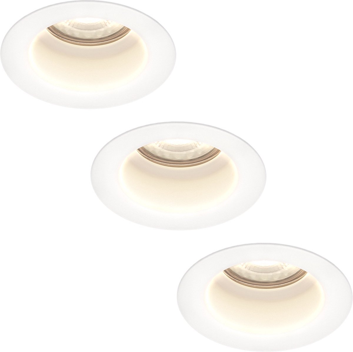 HOFTRONIC Set van 3 Mari - LED inbouwspot verdiept Wit - 4000K Neutraal wit - Verwisselbare GU10 5 Watt 400 Lumen - Dimbaar - IP65 waterdicht - Voor binnen en buiten - Zaagmaat:67-75mm - Inbouwdiepte: 111mm - Voor binnen - badkamer en bui