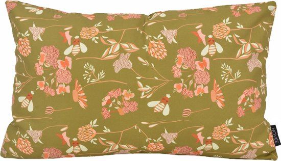 NOVÉE Mae Bloom Kussenhoes Groen - 30 x 50 cm - Katoen - Gebloemd - Indoor/Outdoor