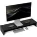 Rehausseur d'écran PC 100 cm, support moniteur noir avec deux compartiments de rangement, idéal pour bureau ordinateur, organise espace travail.