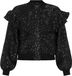 faina Blazer met pailletten, lange mouw, klepzakken, ritssluiting, zwart, maat M