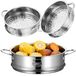 Set de 2 casseroles à vapeur en acier inoxydable avec poignées