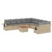 vidaXL 11-delige Loungeset met Kussens, Poly Rattan, Gemengd Beige
