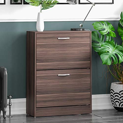 Home Discount Schoenenkast met 2 laden - schoenenkast van walnoot - 5056107102326