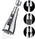Pièces de robinet - Tête de robinet - Robinet de cuisine - Tête de robinet flexible - Tuyau de robinet rotatif - Bec de robinet - Rallonge - Rotation à 360 degrés - 3 positions - Économe en eau - Argent