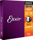 Elixir 16182 NanoWeb Cordes de guitare acoustique Phosphor Bronze 13-53