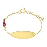 Lucardi Baby's - Armbandje met hanger - Ovaal - Cadeau - 14 Karaat Goud - Geelgoud