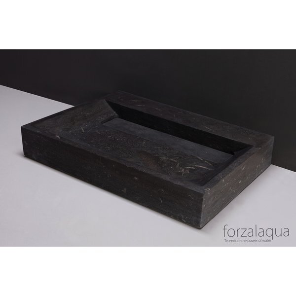 Forzalaqua Bellezza wastafel 60x40x9cm RECHTHOEK 1 wasbak 1 kraangat Hardsteen gezoet Blauw grijs 100286