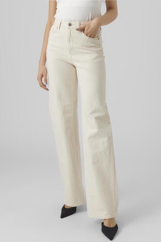 Vero Moda VMTESSA Wide Leg Jeans - Ecru - Women's W29/L32 - High Waist - 2024