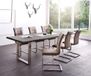 DELIFE Table à manger Edge acacia platine 300x100 XL acier inoxydable étroit Live-Edge