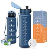 Vikaster Drinkfles, 1000 ml, fietsfles, sportfles, geschikt voor koolzuurhoudende dranken, voor kinderen, fiets, school, fitness, outdoor