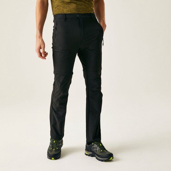 REGATTA Polska Afritsbare Broek Hiking Heren Waterdicht Ademend Lichtgewicht Zwart Polyester