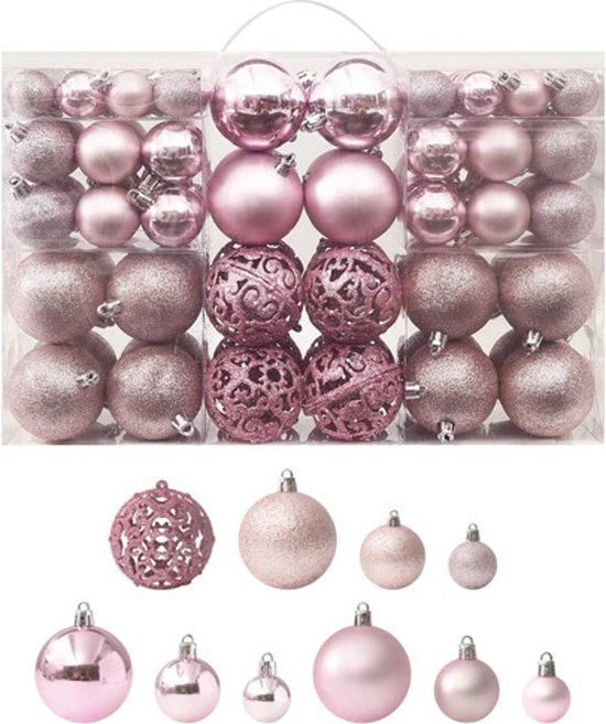 vidaXL - 100-delige - Kerstballenset - roze