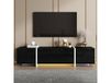 ZEVKOR Meuble TV - 170 cm - 3 portes & 1 tiroir - LED - Finition brillante noir/blanc