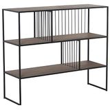 DRW Ingangstafel van metaal, essenplaat in naturel, 105 x 35 x 90 cm, hoogte poten 26,5 cm, hout en zwart