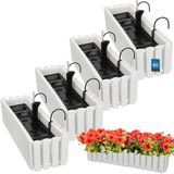 KOTARBAU® Balkonbak, Bloembak voor Balkon, Kunststof, 58 x 18 x 16 cm, Wit, 4 stuks