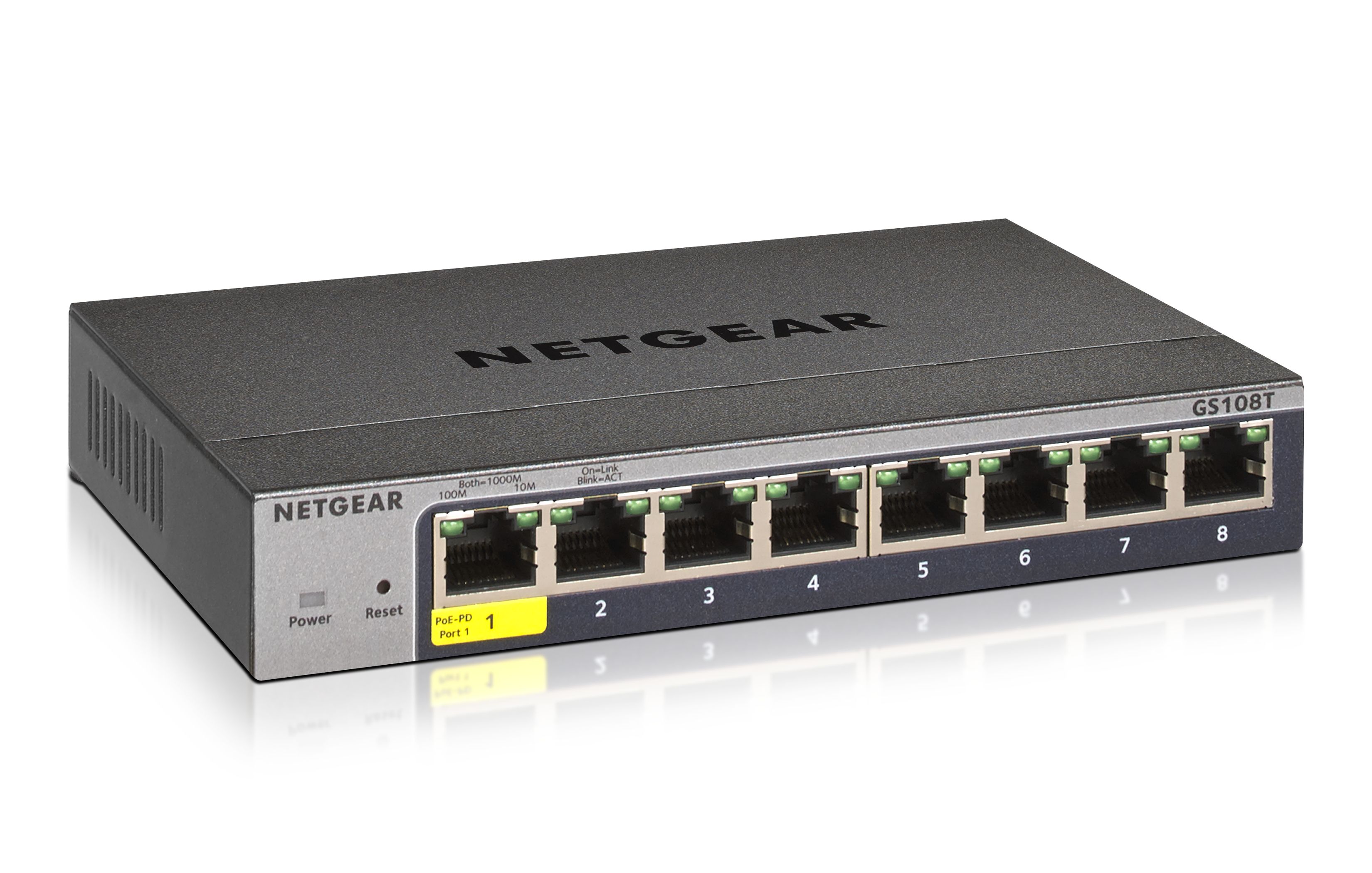 NETGEAR GS108Tv3 - 8-Port Gigabit Ethernet Smart Managed Switch - Grey