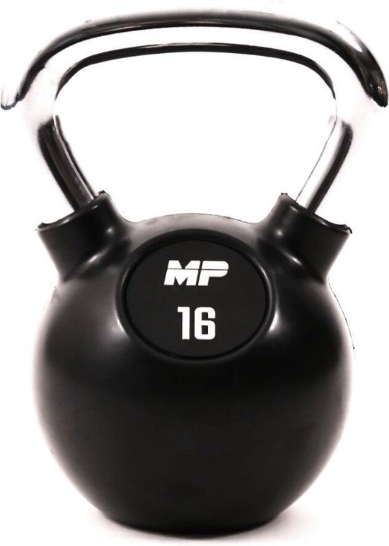 Muscle Power Rubberen Kettlebell - Zwart - 16 kg