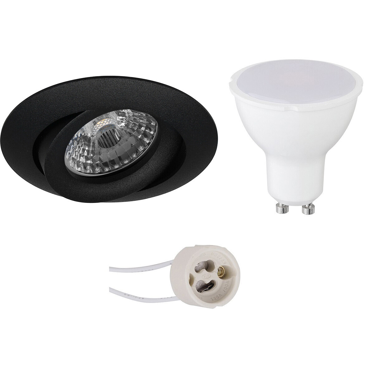 BES LED LED Spot Set - Pragmi Uranio Pro - GU10 Fitting - Dimbaar - Inbouw Rond - Mat Zwart - 6W - Natuurlijk Wit 4200K - Kantelbaar - Ã˜82mm