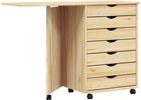 vidaXL - Rollende kast met bureau - MOSS - Heldere vernis - Massief grenenhout