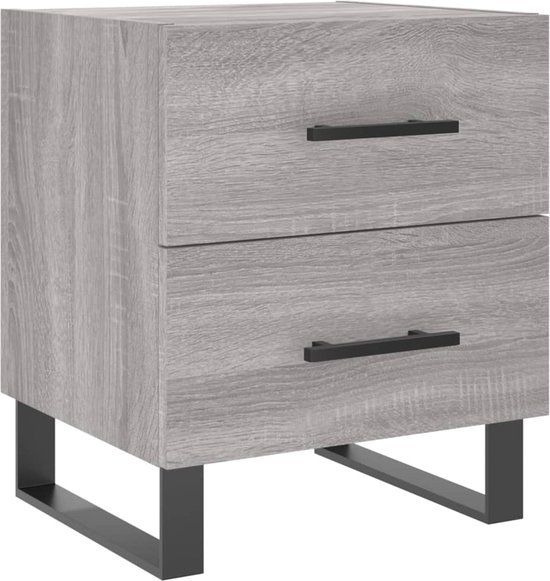 vidaXL Nachtkastje 40x35x47,5 cm bewerkt hout grijs sonoma eikenkleur