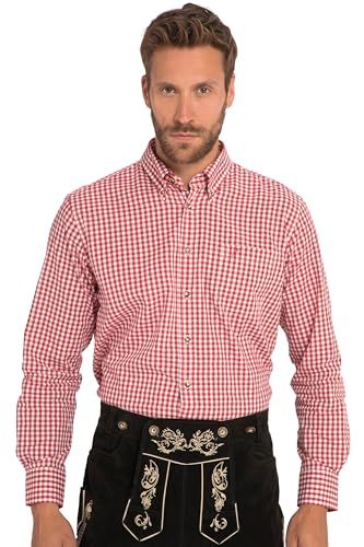 JP 1880 Karohemd 1/1 heren overhemd - Lichtrood - 5XL
