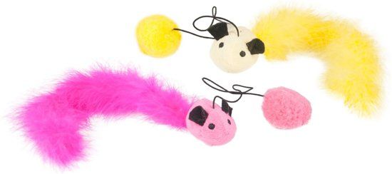 FLAMINGO Kattenspeelgoed Muis met Balletje - 60 cm - Roze