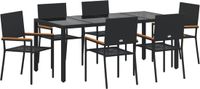 vidaXL Tuinset, 7-delig, zwart, polyrotan