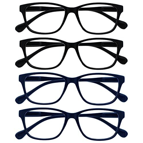 OPULIZE The Reading Glasses Company zwart marineblauw lichtgewicht lezer 4-pack heren dames lente scharnier RRR27-1133 +1,00+1.50 Optical Power Black/Black/Navy Blue/Navy Blue