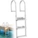VEVOR Afneembare Aanlegsteigerladder, Bootladder met 3 Antislip Treden, Brede Pedalen en Leuning, Draagvermogen 227 Kg, Aluminiumlegering Zwembadladder, Toegangsladder voor Aanlegsteigers, Zwembaden, Meren en Boten, Zilverkleurig