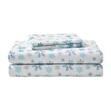 Eddie Bauer queensize lakenset, warm katoen flanellen beddengoed, diepe buidels, geborsteld voor extra zachtheid, behaaglijke woondecoratie, Oeko-Tex gecertificeerd, sneeuwvlokken, queensize