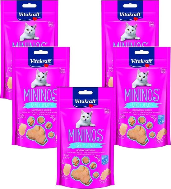 VITAKRAFT Mininos Fancy Jerky - Kattensnack - 5 x Zalm 40 g