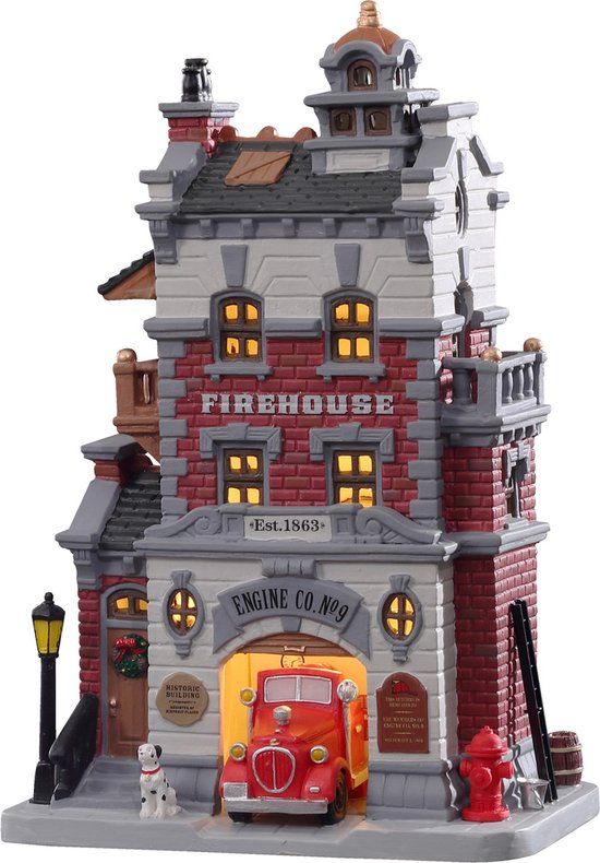 Lemax Engine Company No. 9 Verlicht Gebouw