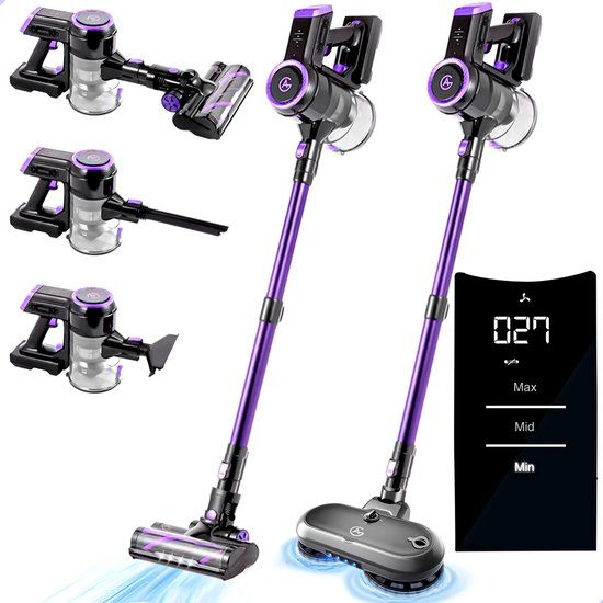 AG AG4200+ Steelstofzuiger Draadloos – Met Dweilfunctie 2 in 1 – Deep Purple