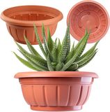 KADAX Bloemenschaal, ronde plantenbak van kunststof, weerbestendig, voor buiten, 30 cm, terracotta