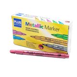 Plus Office 12 viltstiften met metallic effect, permanente marker voor schrijven, schilderen, markeren van alle soorten materialen, metallic marker met 1,2 mm punt (paars)