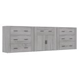 vidaXL Dressoir 3 laden, bewerkt hout, grijs sonoma eikenkleurig
