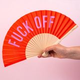 Fisura Houten waaier Fuck Off - Rood