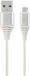 Cablexpert Premium micro-USB laad- & datakabel 'katoen', 2 m, zilver/wit