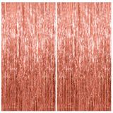 KOOSREEL Metallic Curtains, Rose Gold, Shiny, Tinsel (1 x 2 m), Sequin Leaf Decoration for New Year, Wedding, Decoration, Birthday, Aluminum Fringe Curtains
