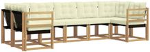 vidaXL Hoek loungeset 7 zitplaatsen Wit en crème Acacia hout
