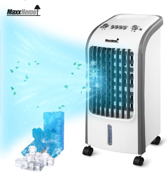 MaxxHome Mobiele Luchtkoeler – Coolstar Aircooler 4L – Ventilator 3in1 met koelelementen - zonder afvoerslang wit