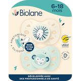 BIOLANE Anatomische speen van dieren - Extra dunne fopspenen 6 tot 18 maanden - Groen/Beige