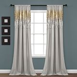 Lush Decor Shimmer pailletten venster gordijn paneel paar, 84" L x 42" W, grijs & goud
