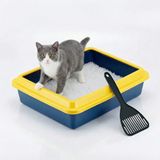Animal House Kattenbak met rand, hygiënische schaal met schep, maat L 43,5 x 34 x 11 cm, toiletbox van robuust kunststof, praktisch en hygiënisch