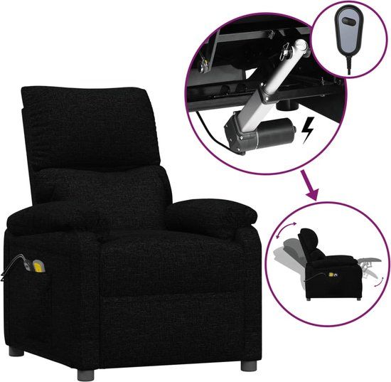 vidaXL Massagestoel elektrisch stof zwart