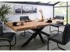 Massivmoebel24 Table De Salle À Manger En Bois De Sheesham 260x100 Cm Plateau Sablé Laqué Pied Central En Métal Anthracite Démontée