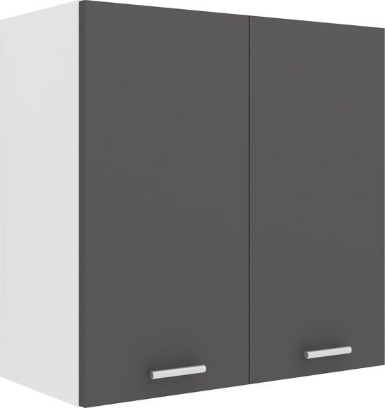 VCM Keukenkast breedte 60 cm houten deur wandkast keuken keukenmeubel Esilo Wit / Antraciet